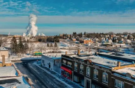 Aerial view of Cloquet, Minnesota in Winter