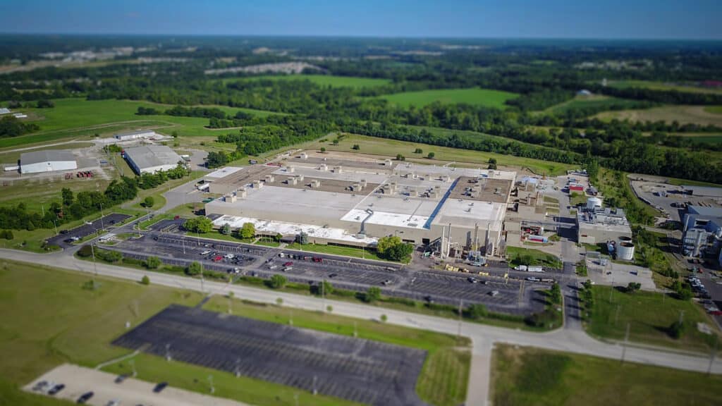 Aerial view of automotive plant