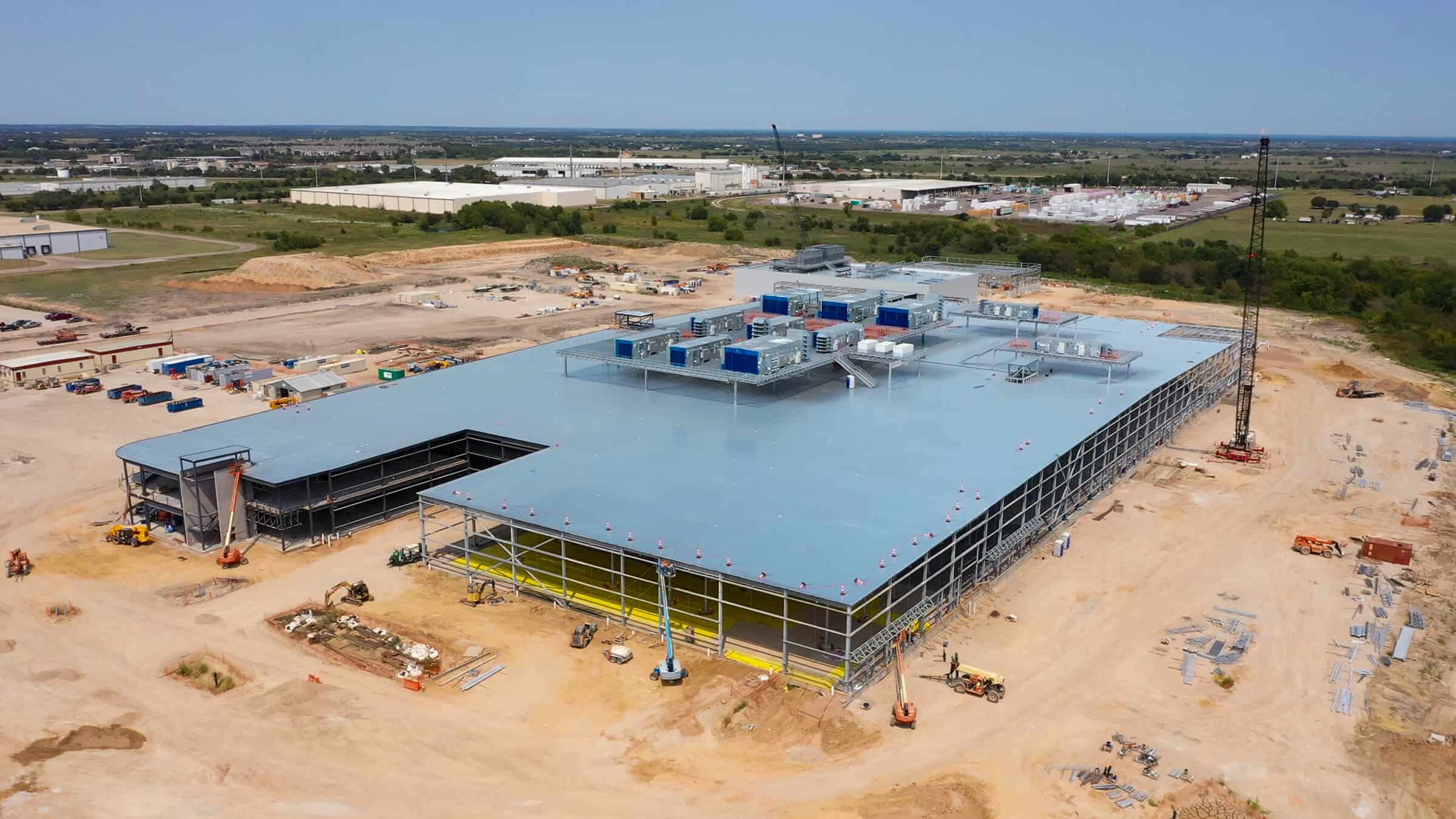 Aerial view of production facility site done by a food and beverage construction company