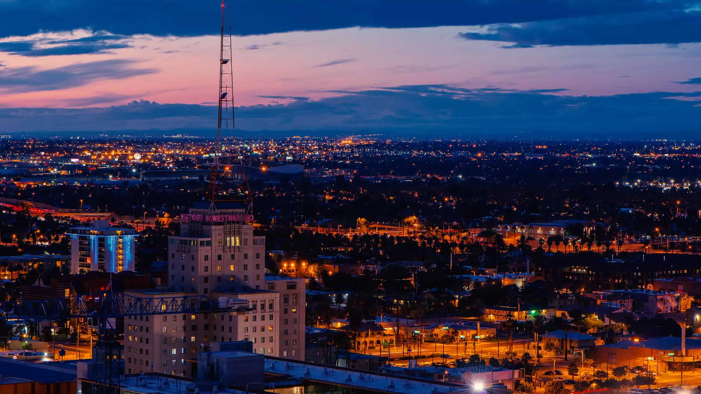 Aerial View of Phoenix at Dusk