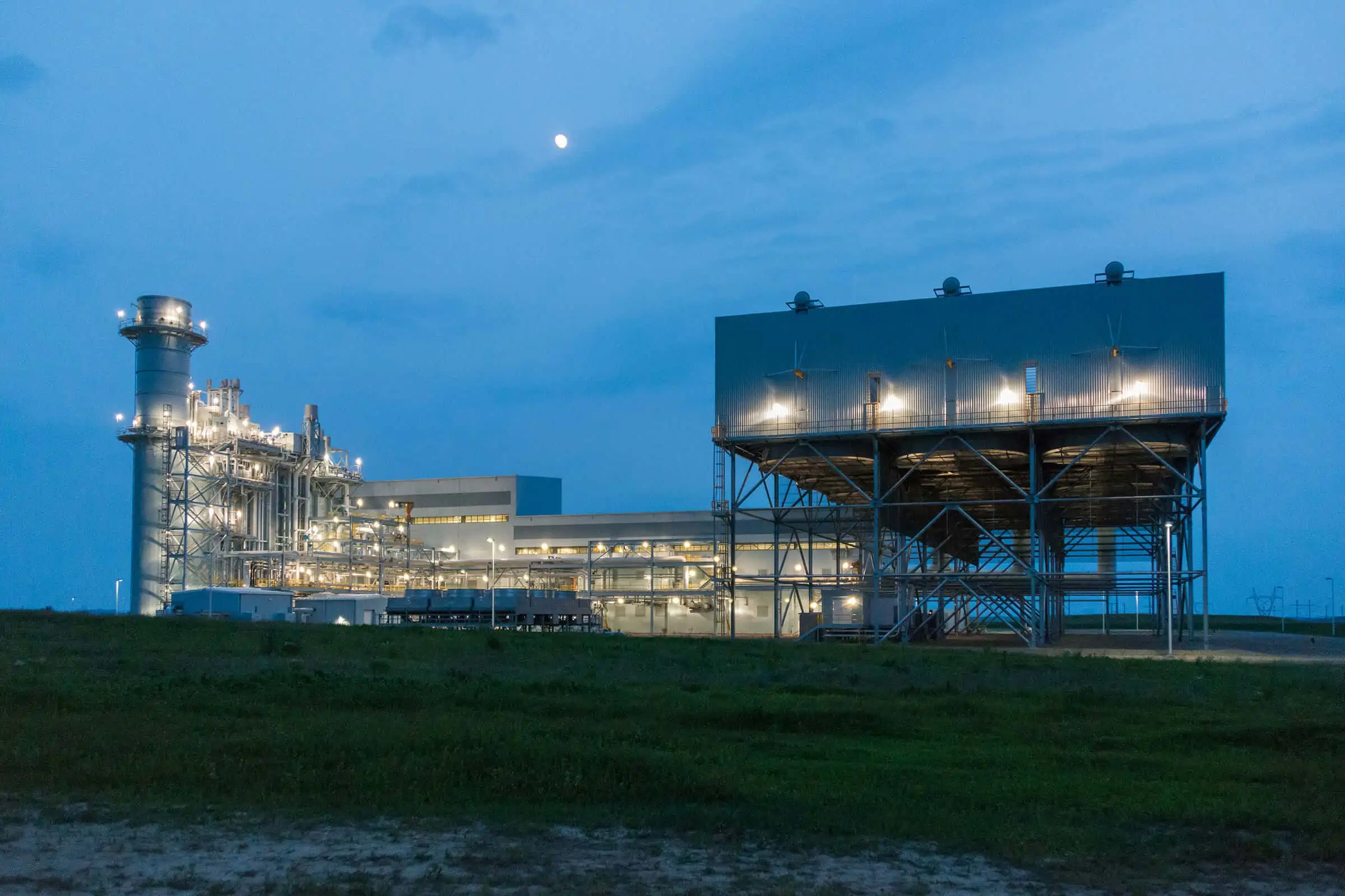 electric power plant at dusk