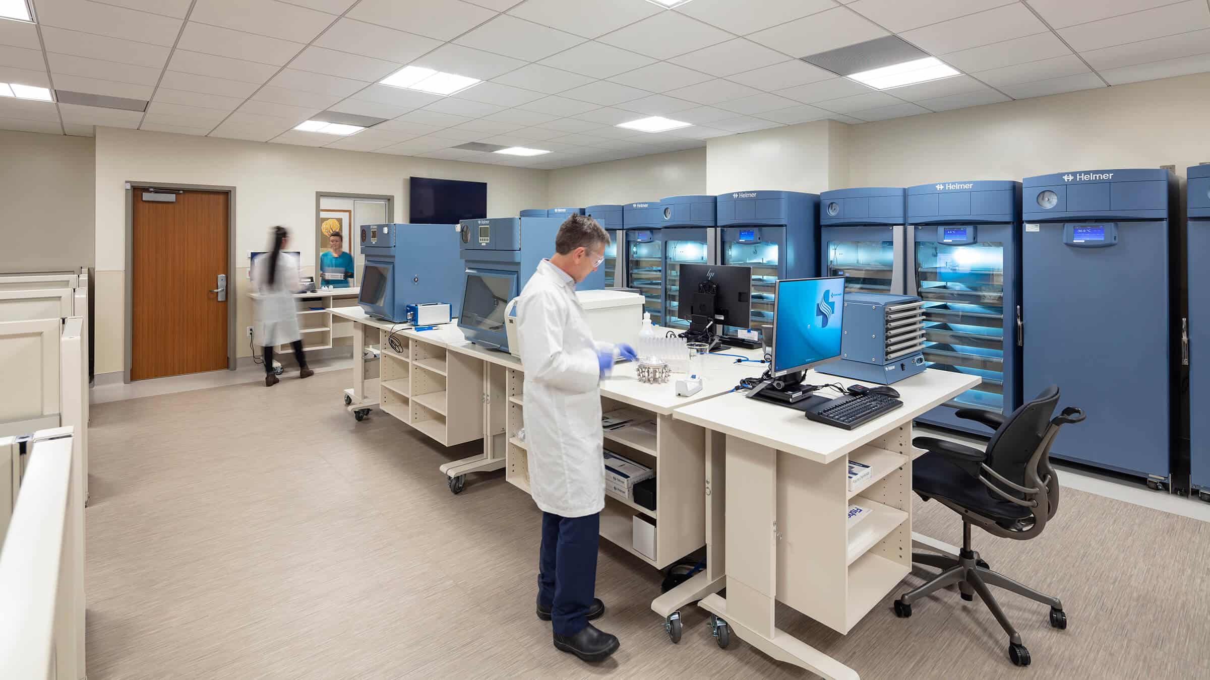 Scientists inside scientific facility