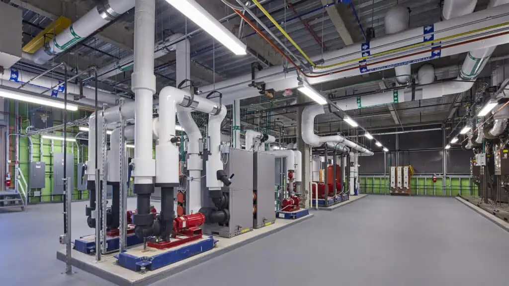 plumbing network inside facility