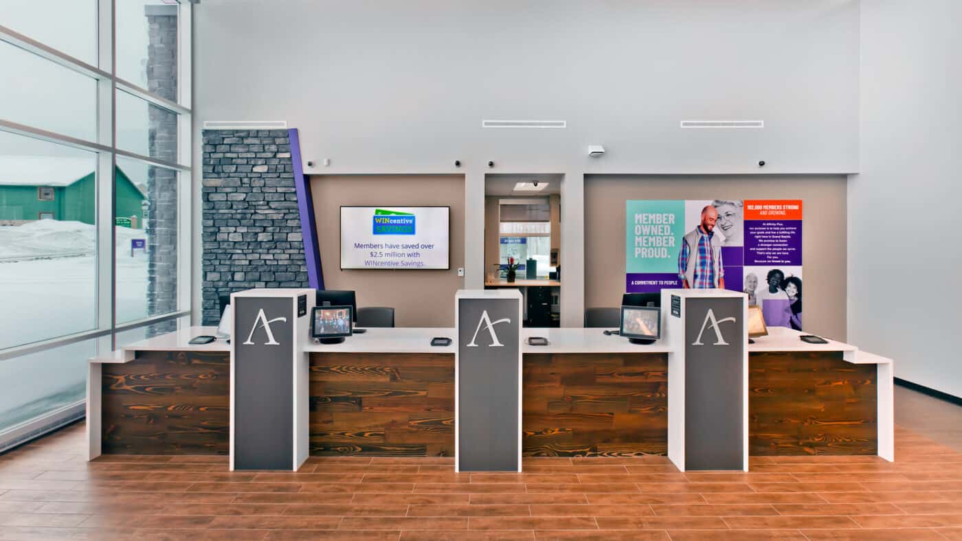 Affinity Plus Federal Credit Union - Grand Rapids - Teller Stations Head-on View