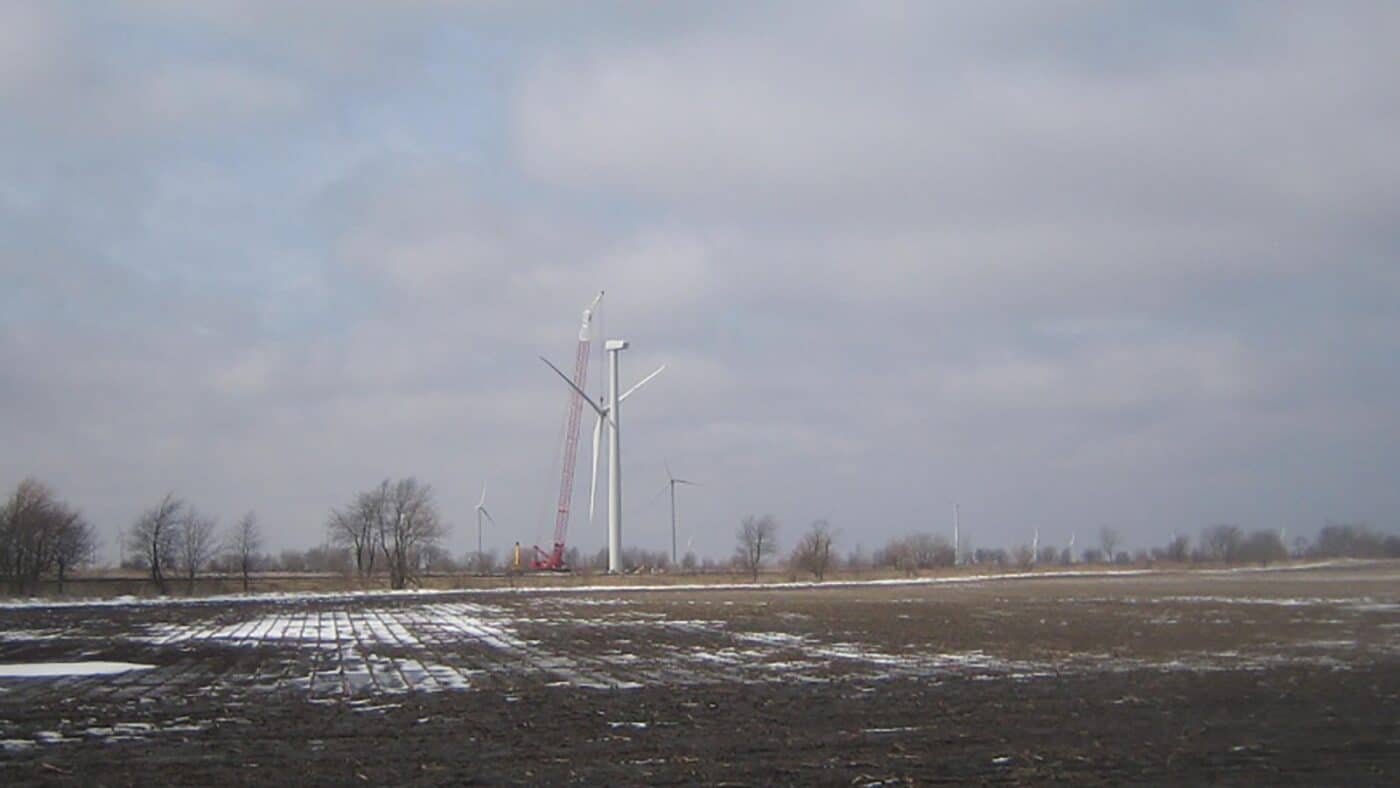 Alliant Energy - Whispering Willow Wind Farm - Turbine Installation across Field