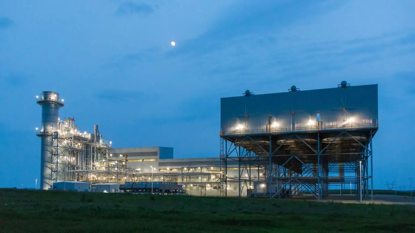 Basin Electric - Deer Creek Station - Unit 1 - Exterior of Plant Lit at Dusk