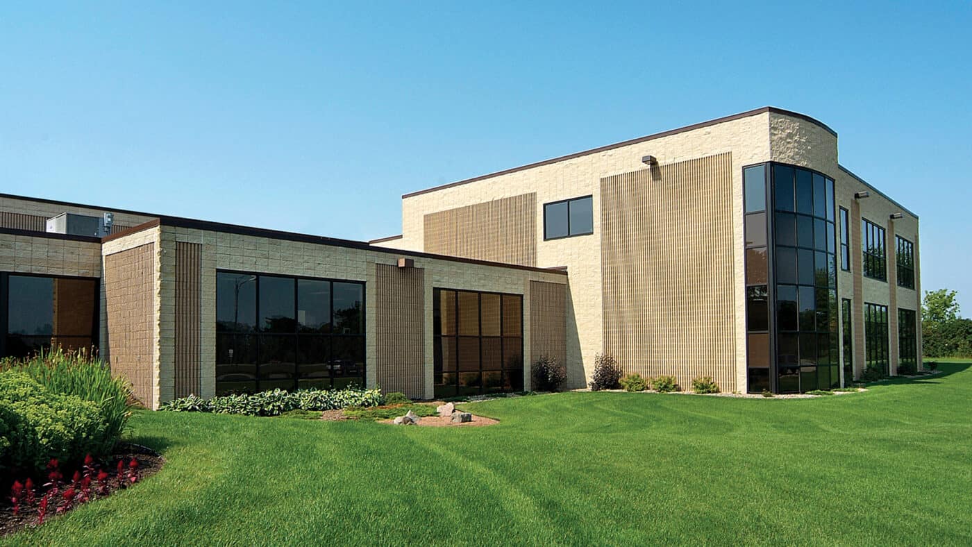 Belmark Office and Manufacturing Facility - Exterior with Lawn