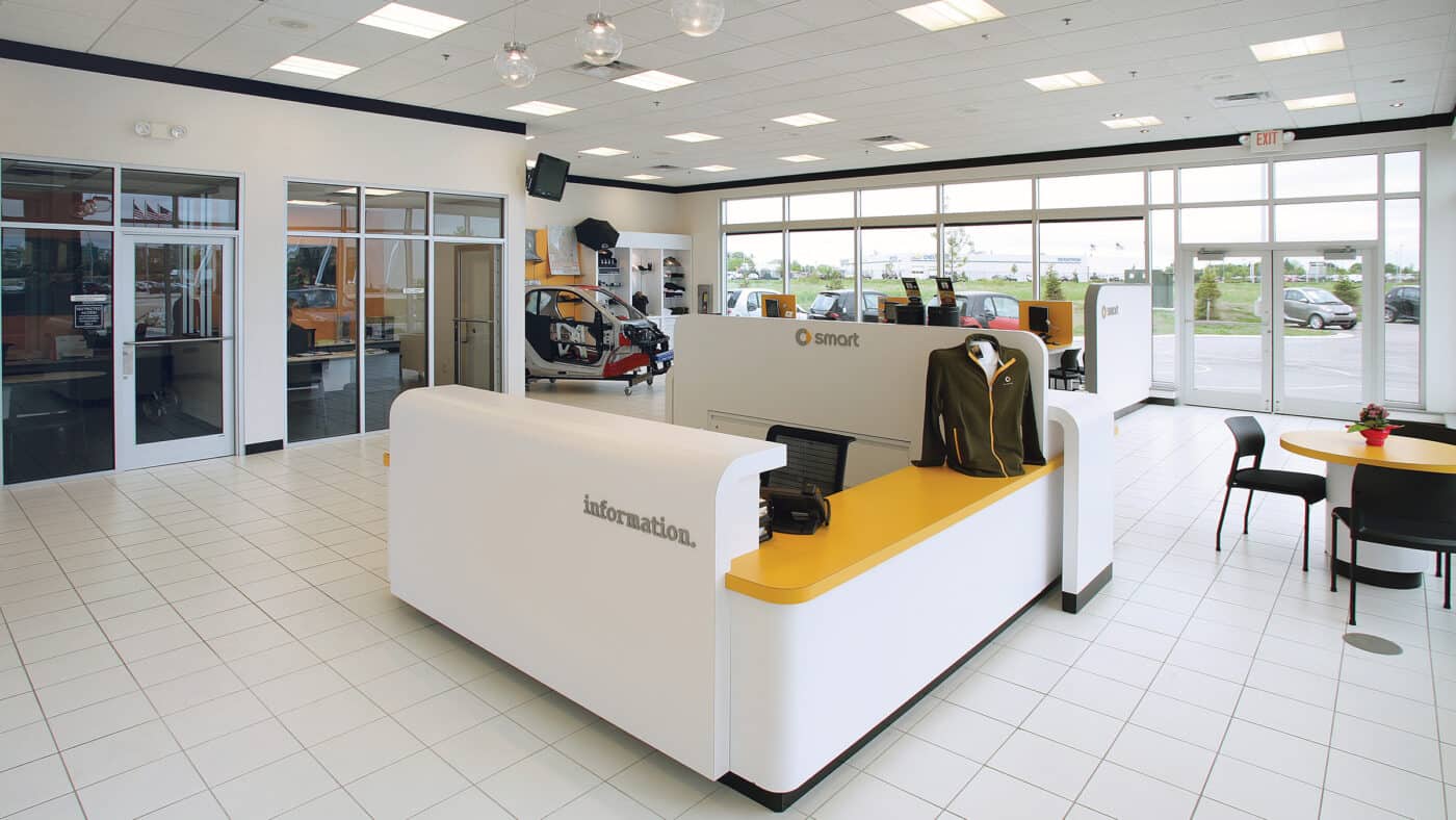 Bergstrom Automotive - Smart Car Dealership Interior Information Desk and Offices