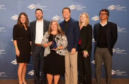 Group photo of Boldt team accepting Lean Construction Institute Award