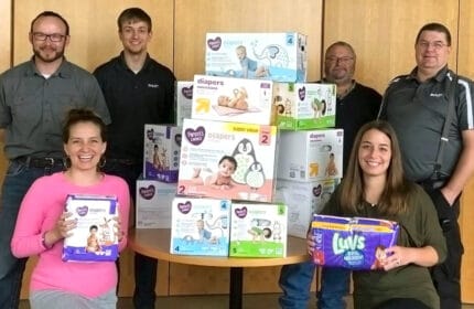 Boldt Stevens Point employees volunteering for United Way Portage County diaper bank