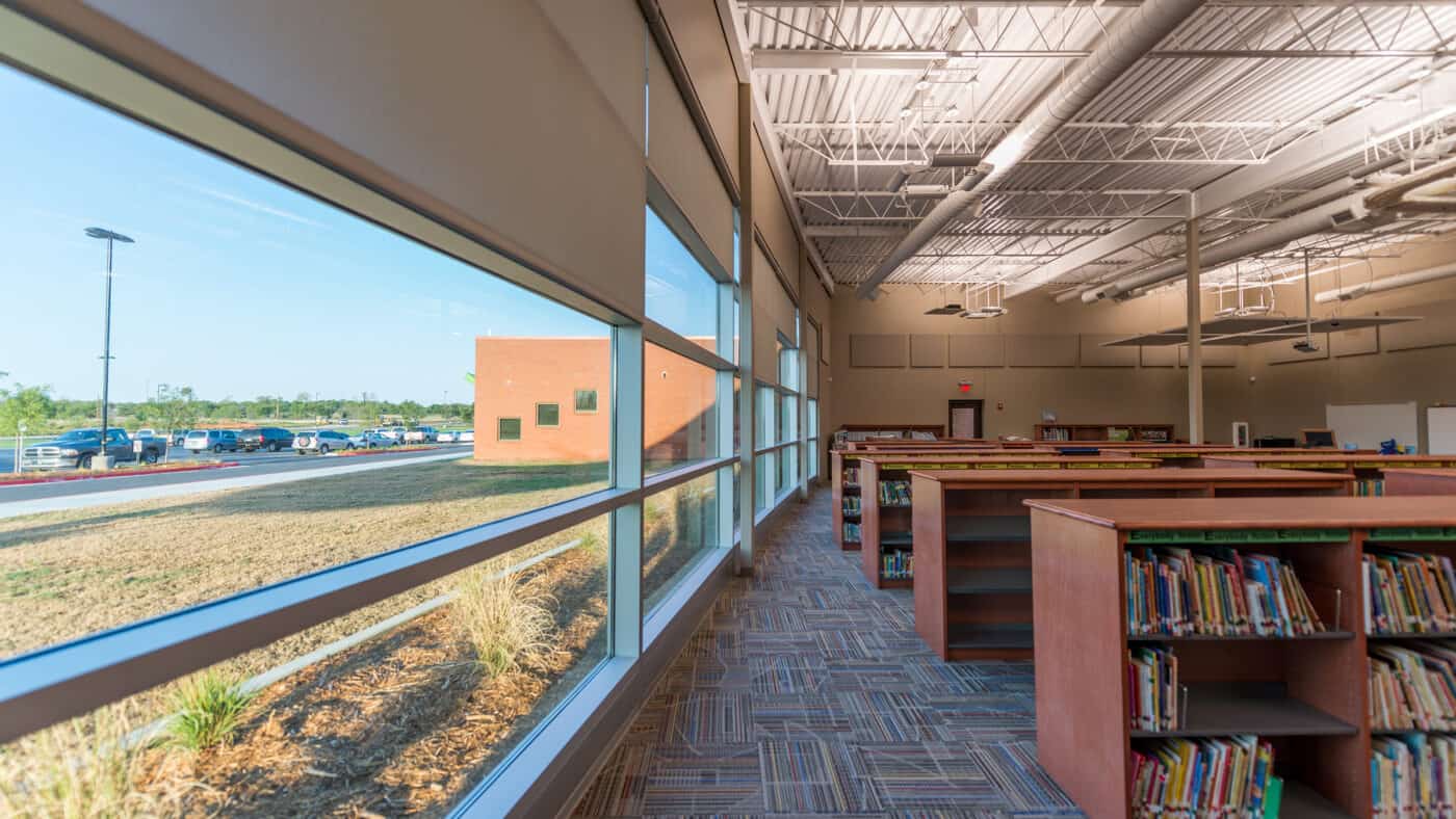 Broken Arrow Public Schools - Highland Park Elementary School Library with View