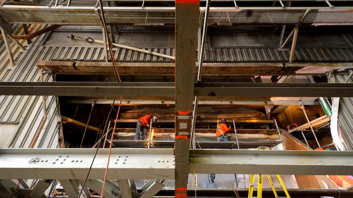 Consumers Energy - JH Campbells Generating Plant Unit 3 Two Workers Weld at Height