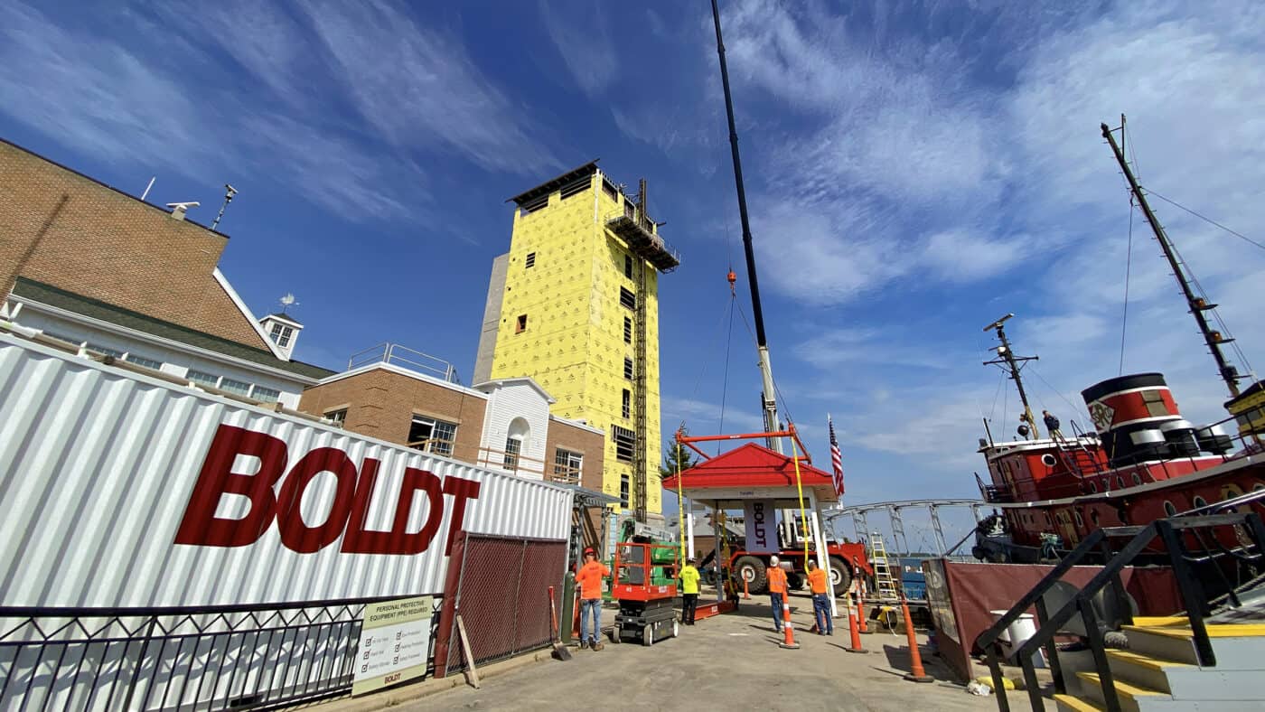 Door County Maritime Museum - Jim Kress Tower Construction Crane Hoisting Tower Cap