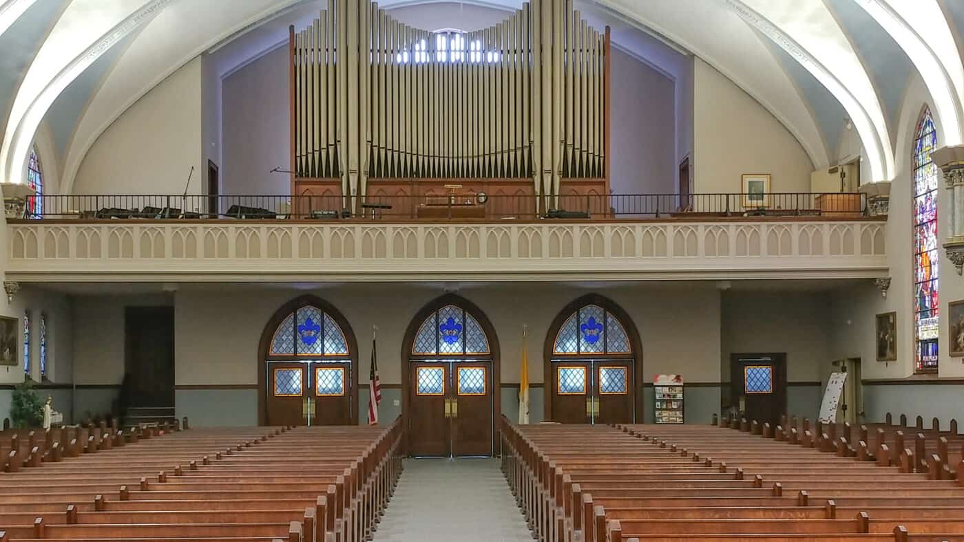 Good Shepherd Parish Catholic Church - Interior with Choir Loft and Pipe Organ Visible