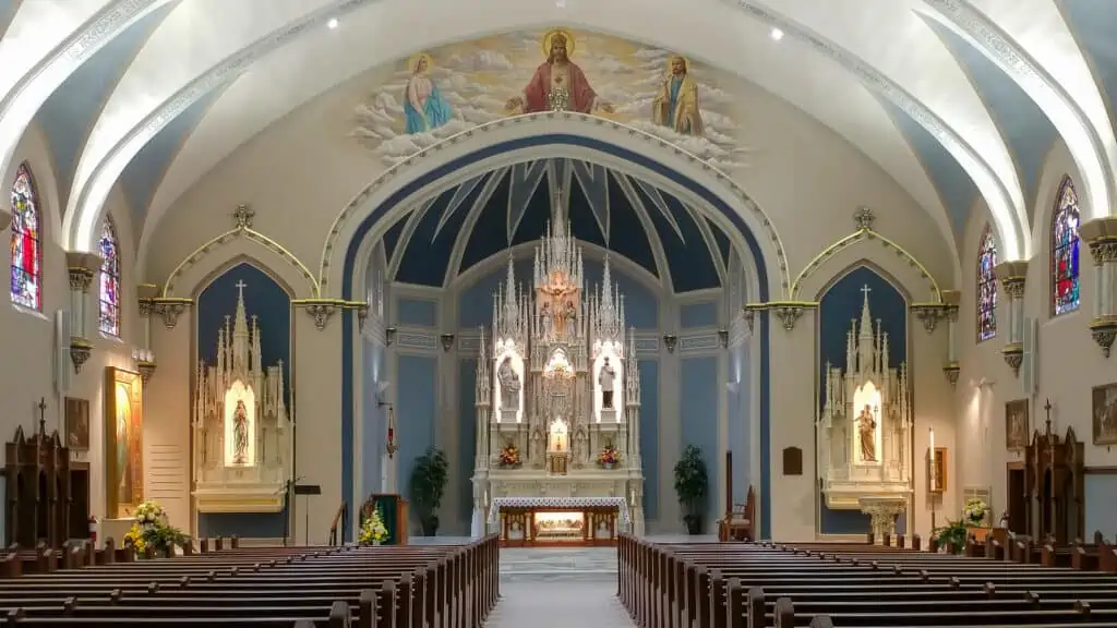 Good Shepherd Parish Catholic Church - Interior with View of Altar and Side Altars