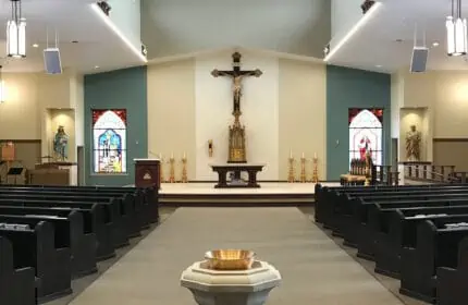 Holy Trinity Catholic Church Interior View of Altar and Seating
