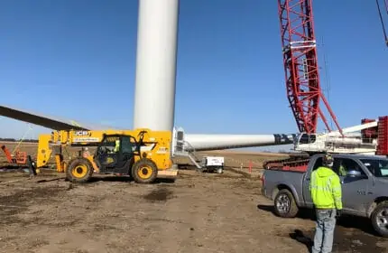 Invenergy Wind - Bishop Hill III Wind Farm Construction during Blade Lift