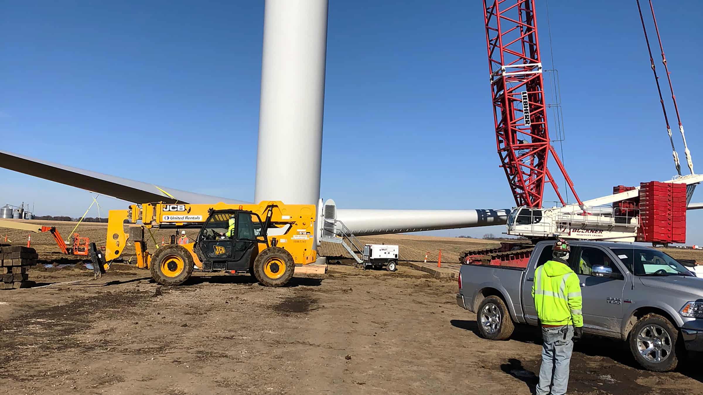Invenergy Wind - Bishop Hill III Wind Farm Construction during Blade Lift