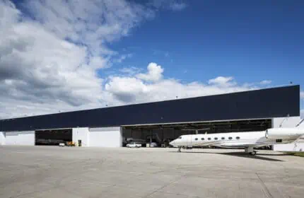 Gulfstream Aerospace - Maintenance and Engineering Center Exterior with Jet Parked Outside