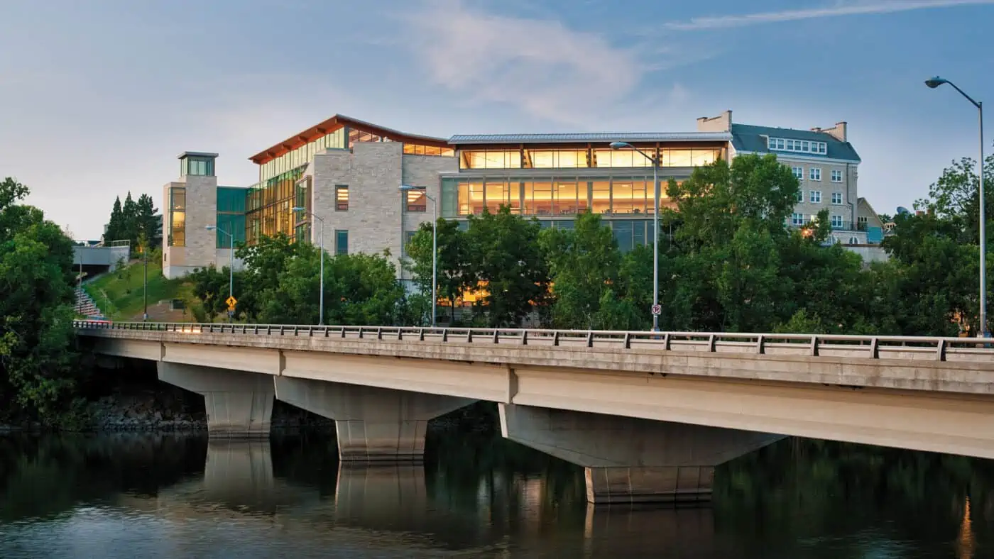 Lawrence University - Warch Campus Center - View from across Fox River