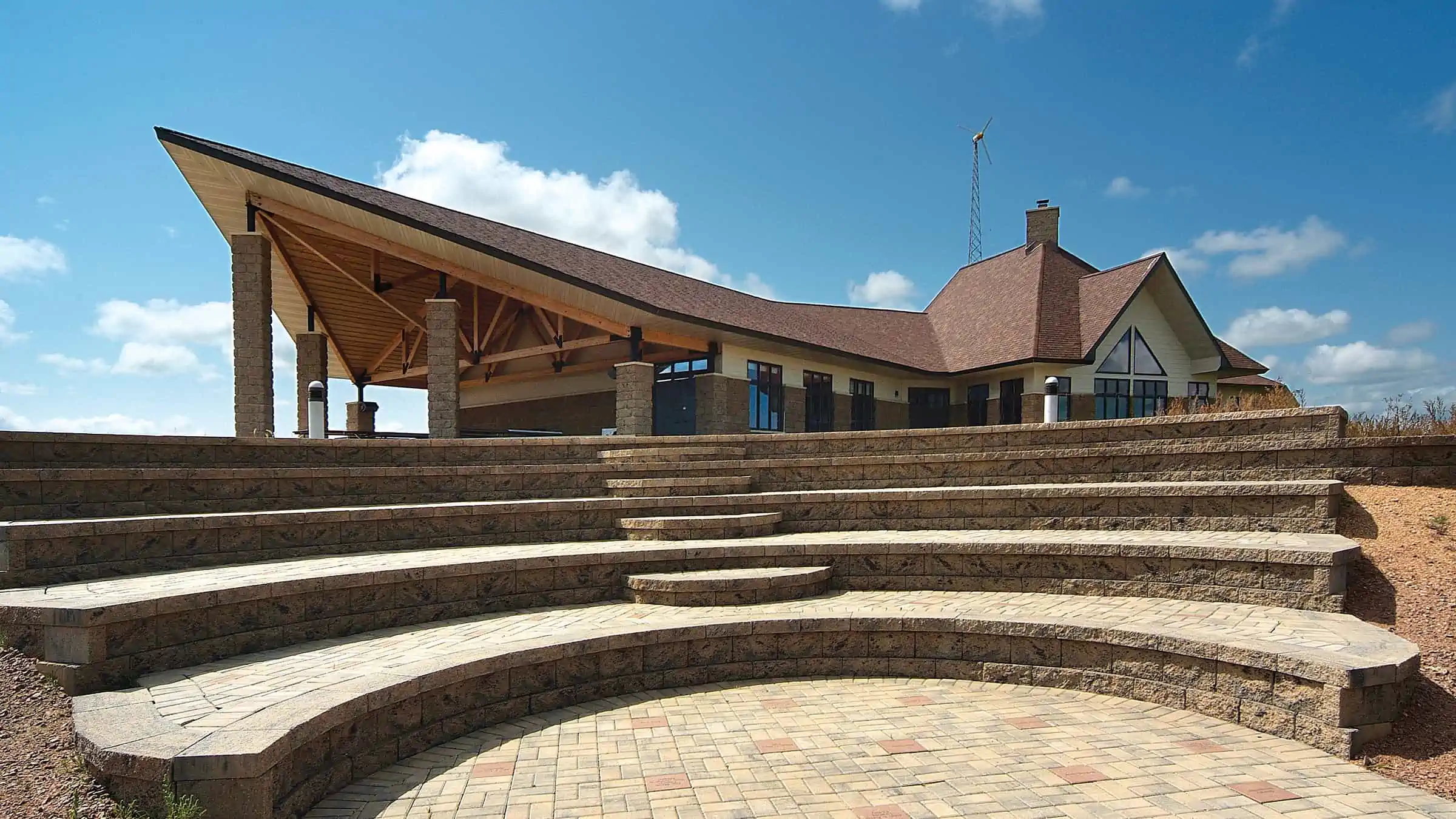 Mead Wildlife Area Headquarters and Education Center - Exterior Amphitheater Seating with Building in Background