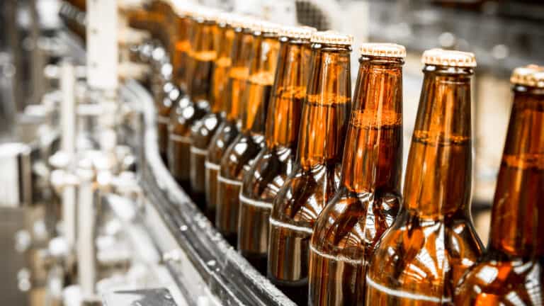 Beer Bottling Line after Beverage Plant Construction