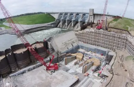 Missouri River Energy Services - Red Rock Hydroelectric Plant Construction Aerial View of Site