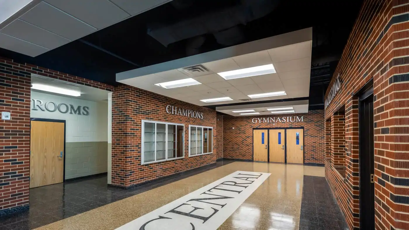 Moore Public Schools - Central Jr. High School Gymnasium Trophy Case and Gymnasium Entrance