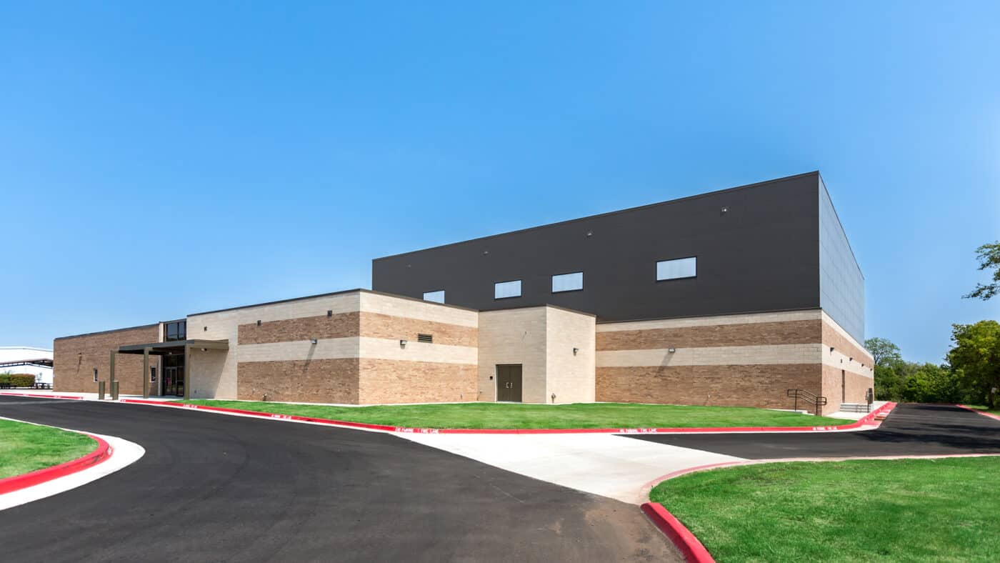 Moore Public Schools - Highland West Jr. High School Gymnasium Exterior and Drive