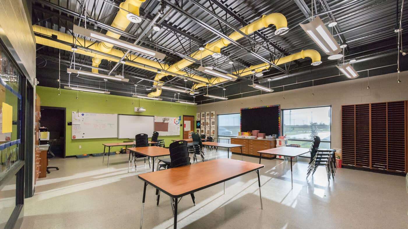 Piedmont Public Schools - Piedmont Intermediate Center Classroom with Tables and Chairs with View