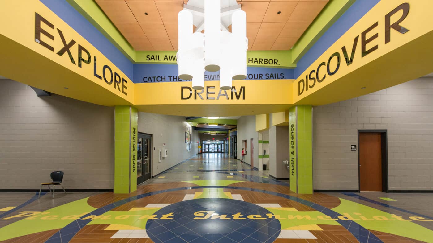 Piedmont Public Schools - Piedmont Intermediate Center Corridor with Inspirational Phrases
