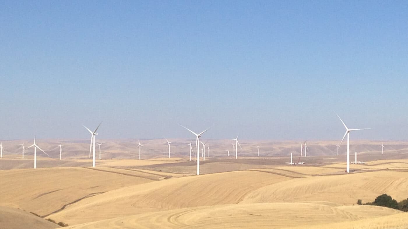 Portland General Electric Company - Tucannon River Wind Farm - Dozens of Windmills on Rolling Hills