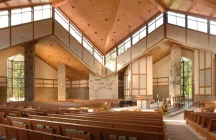 St. Peter the Fisherman Catholic Parish - Interior of Building with Seating, View of Altar
