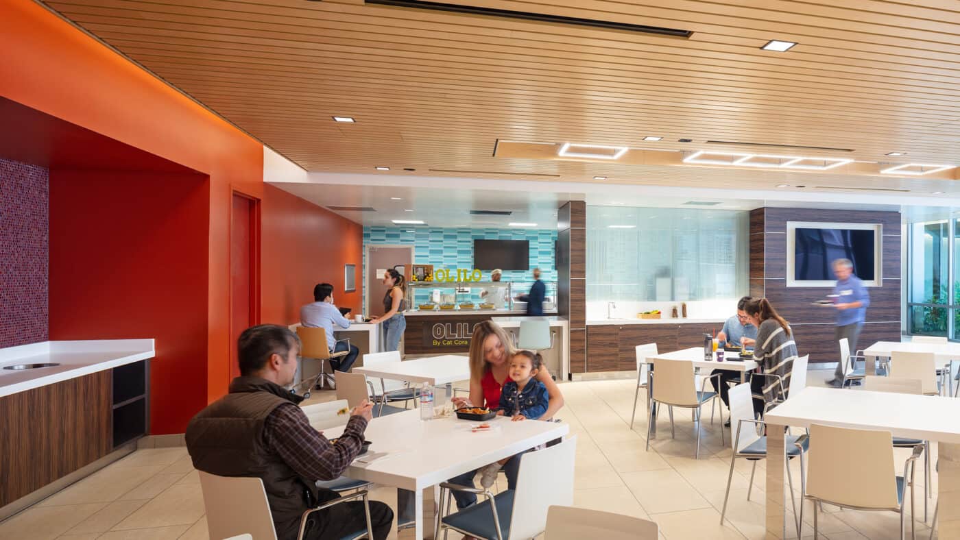 Sutter Health - CPMC - Mission Bernal Campus Hospital Cafe and Seating Area with People Dining