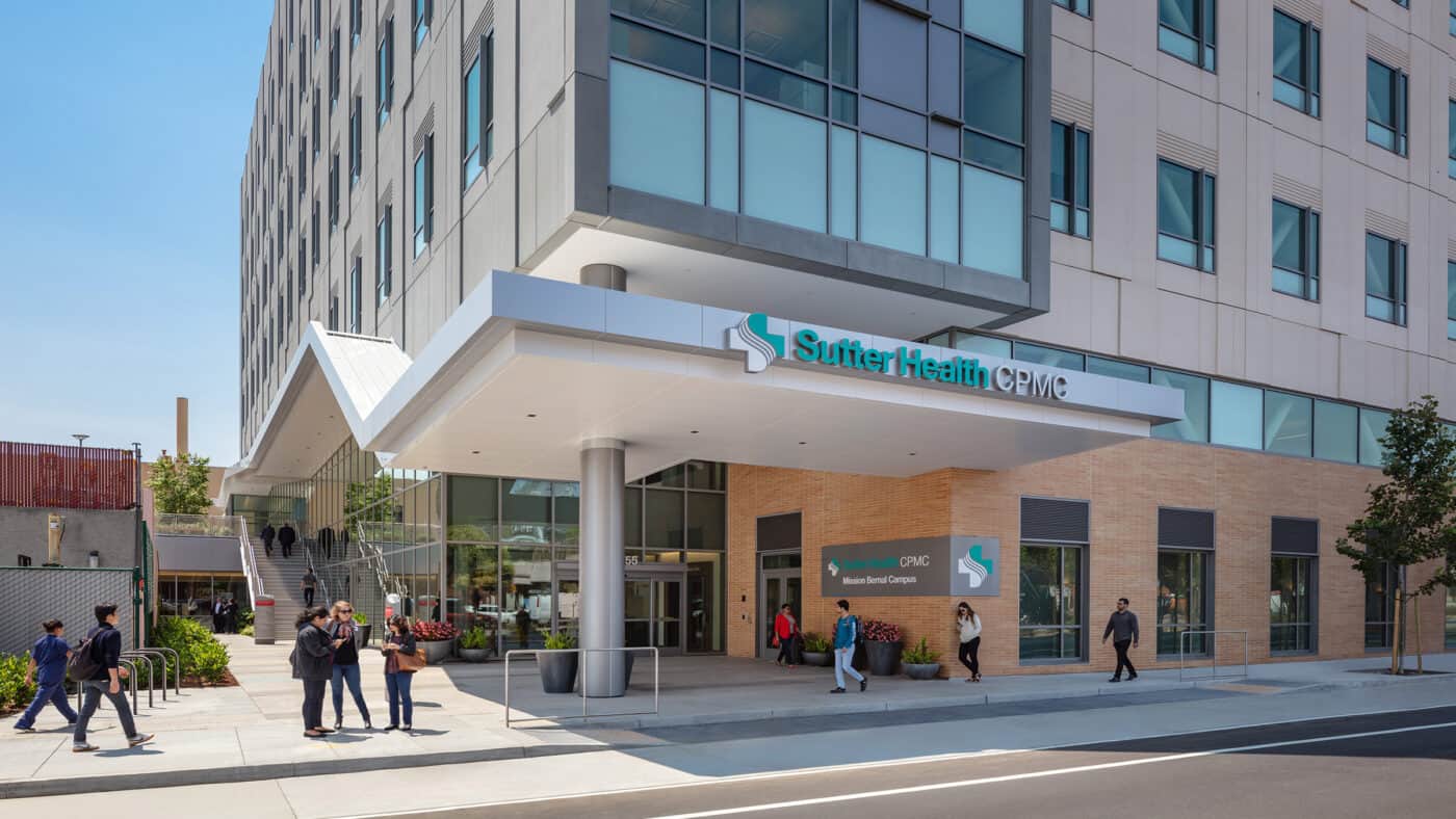 Sutter Health - CPMC - Mission Bernal Campus Hospital Entrance with Sidewalk from Street