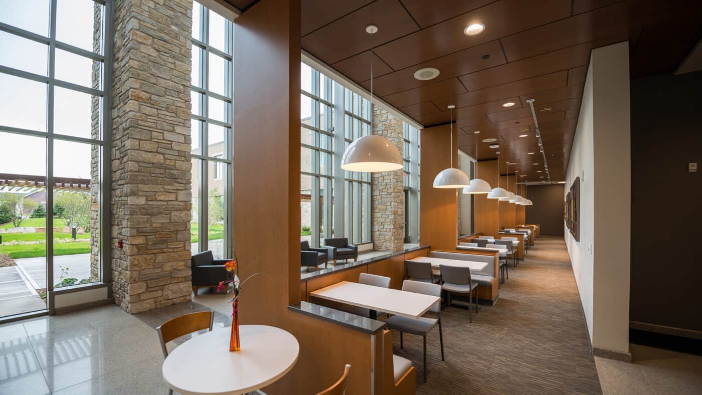 ThedaCare Medical Center - Shawano - Building Interior Seating Area and Corridor with Outside View