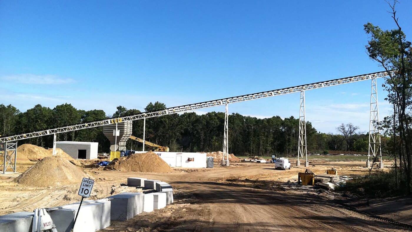 U.S. Silica Frac Sand Mine Exterior View of Conveyor System and Access Roads