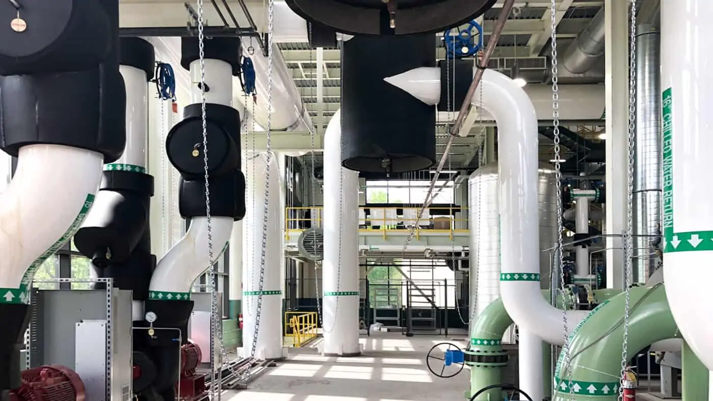 Central Utility Plant at University of Notre Dame - Interior View of Piping