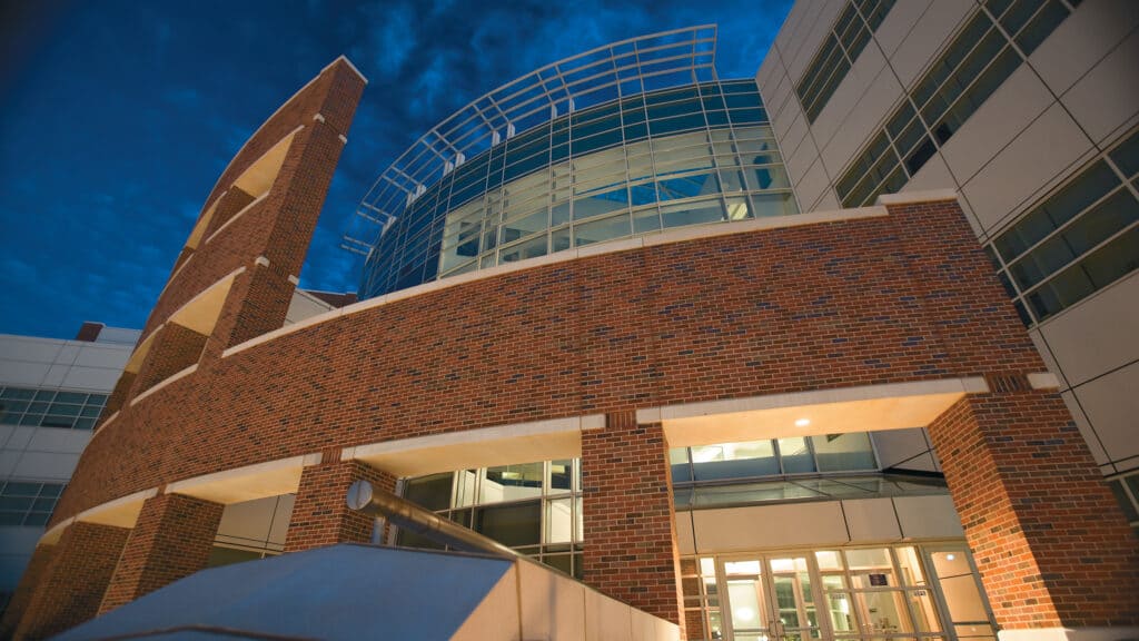 University of Oklahoma - National Weather Center - Research and Training Facility - Building Exterior View of Building at Dusk