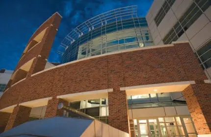 University of Oklahoma - National Weather Center - Research and Training Facility - Building Exterior View of Building at Dusk