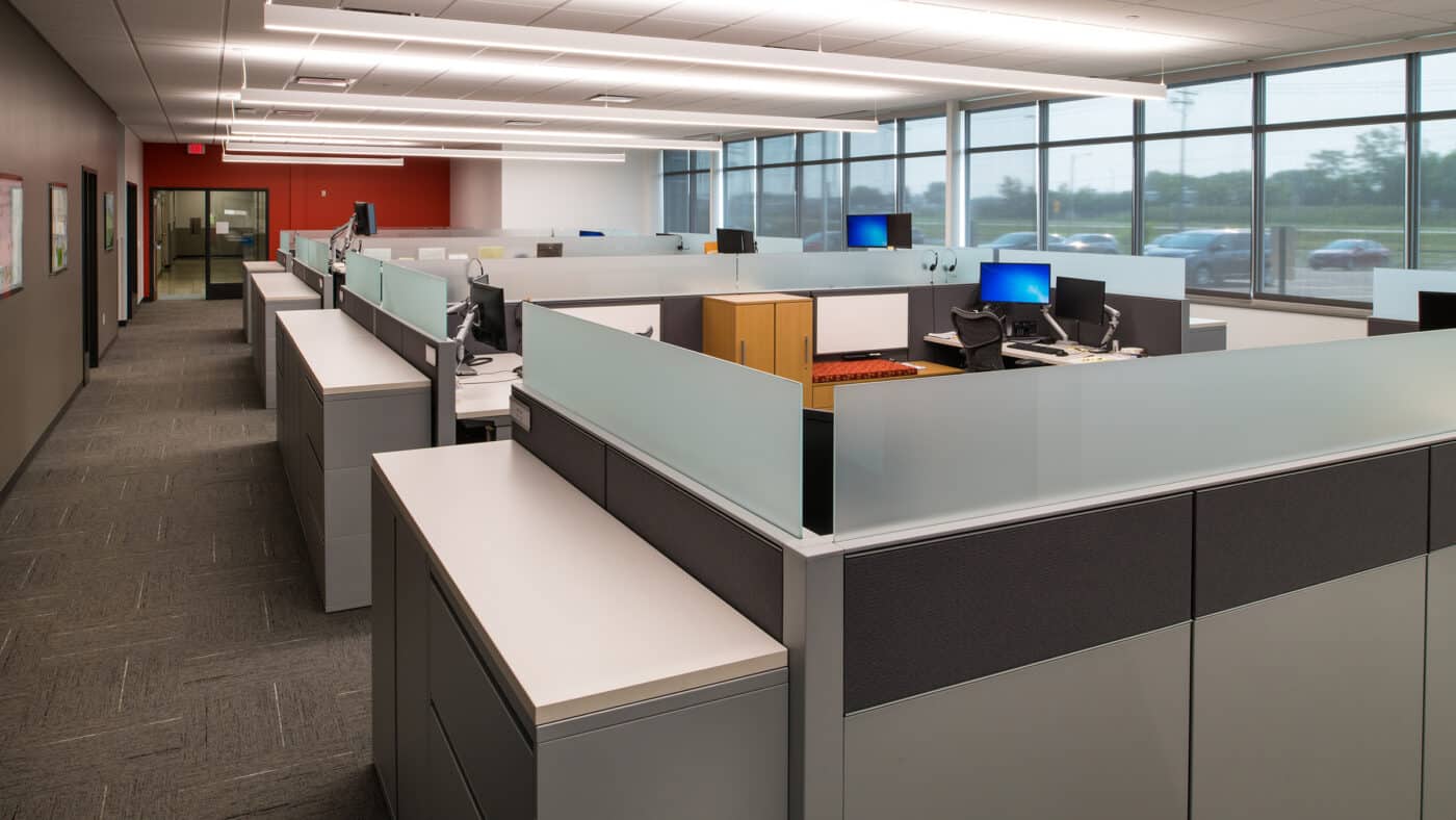 WEC Energy Group - Training Center - View of Building Interior - Staff Desks with View of Parking