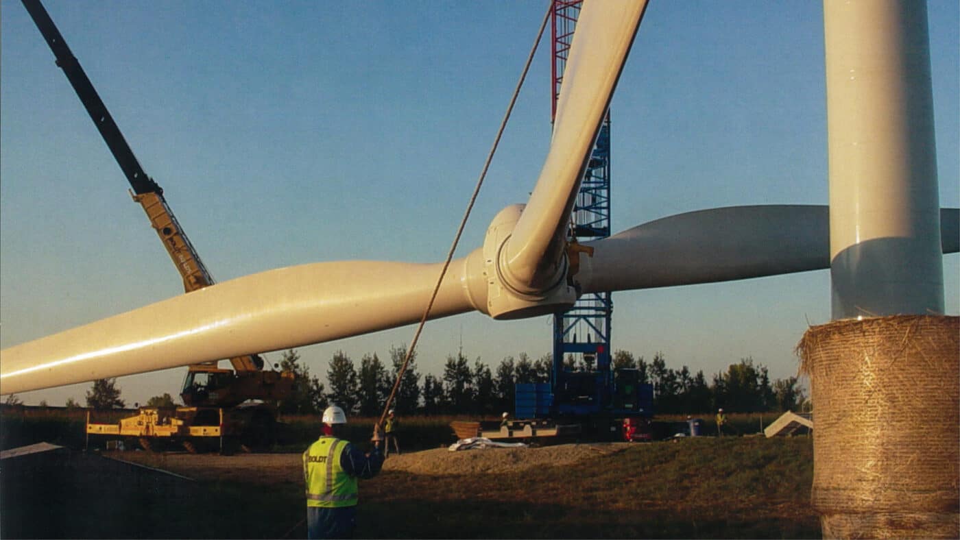 WE Energies - Wind Turbine Erection - Blades Being Lifted