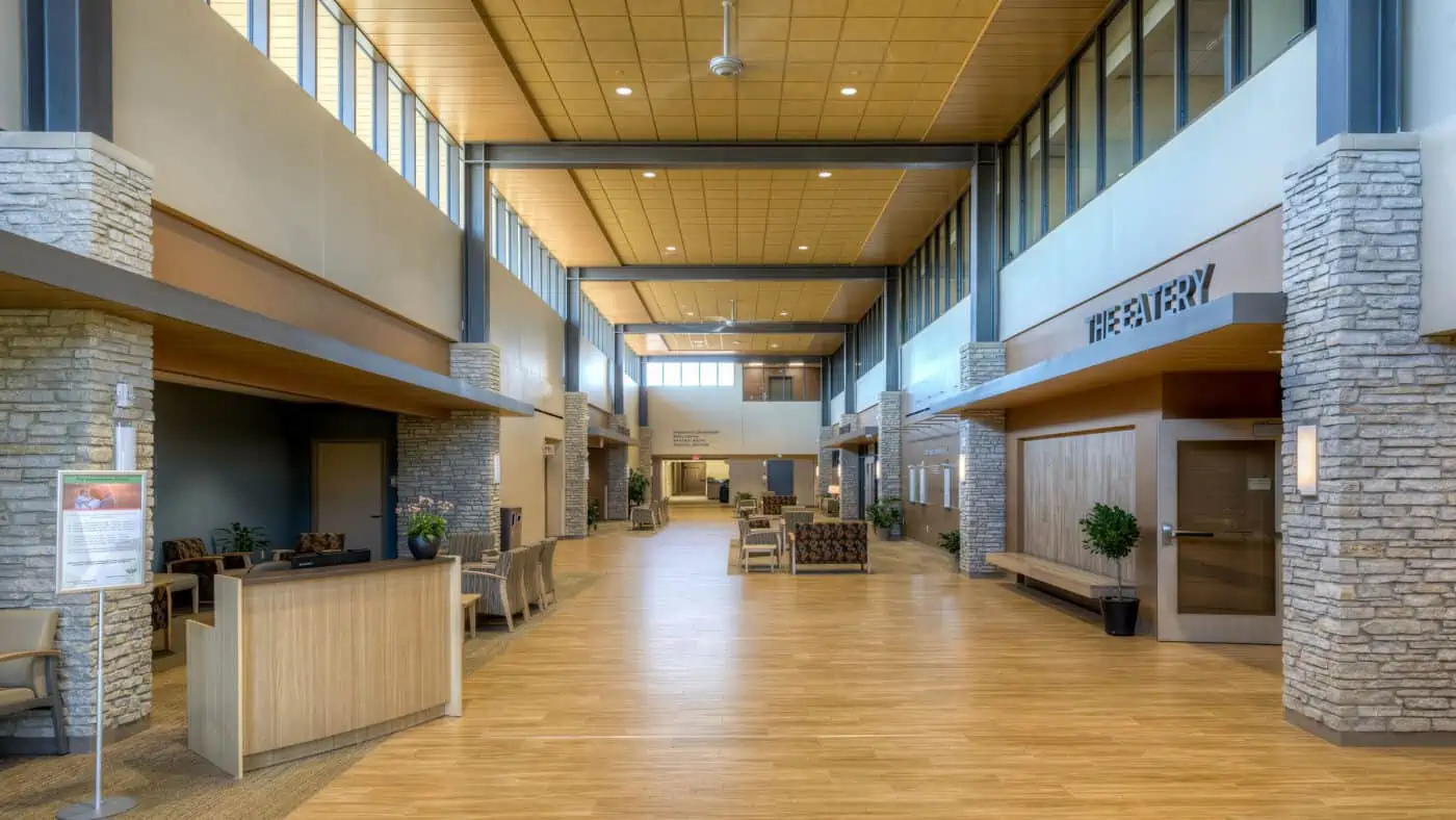 Western Wisconsin Health Hospital - Seating Area with Cafe at Entrance