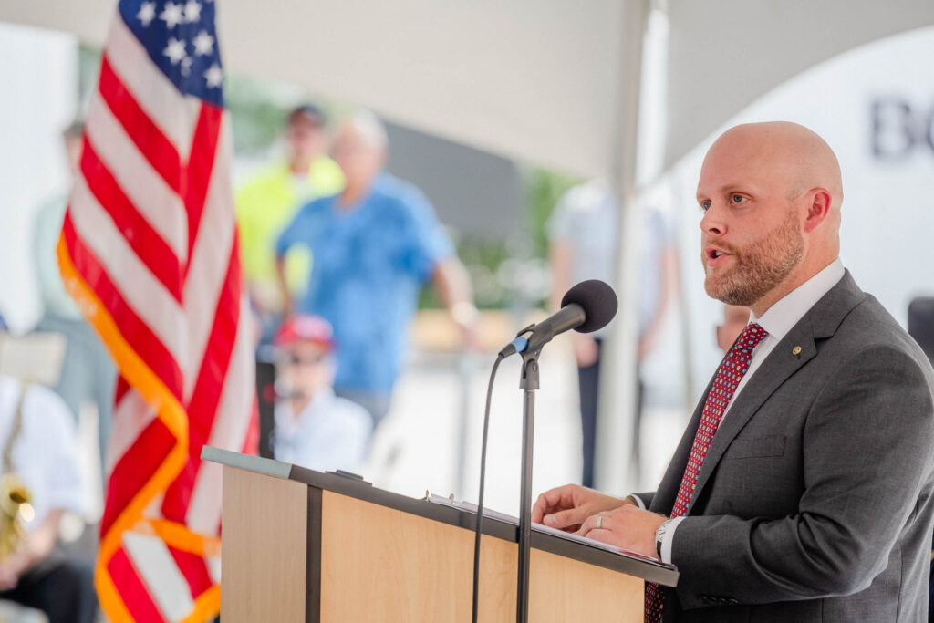 Mayor Jake Woodford speaks at the Appleton Public Library Ground Breaking ceremony. 