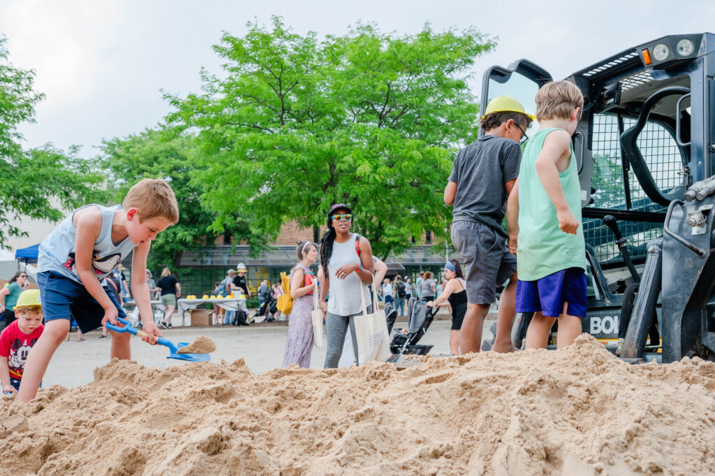 Kids join in on the fun at the Appleton Public Library ground breaking. 