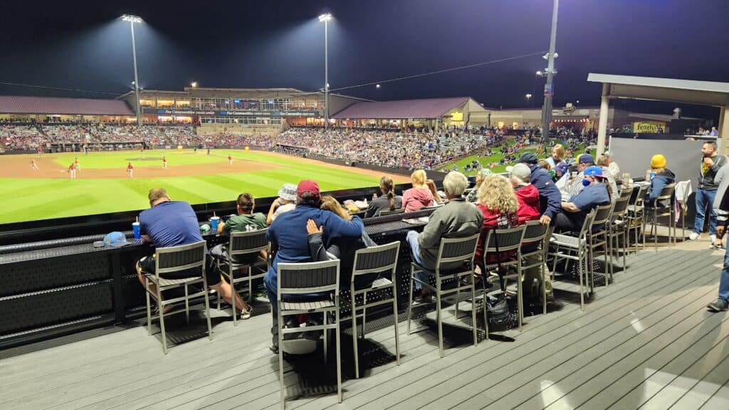 New bleacher section at neuroscience group field at fox cities stadium.